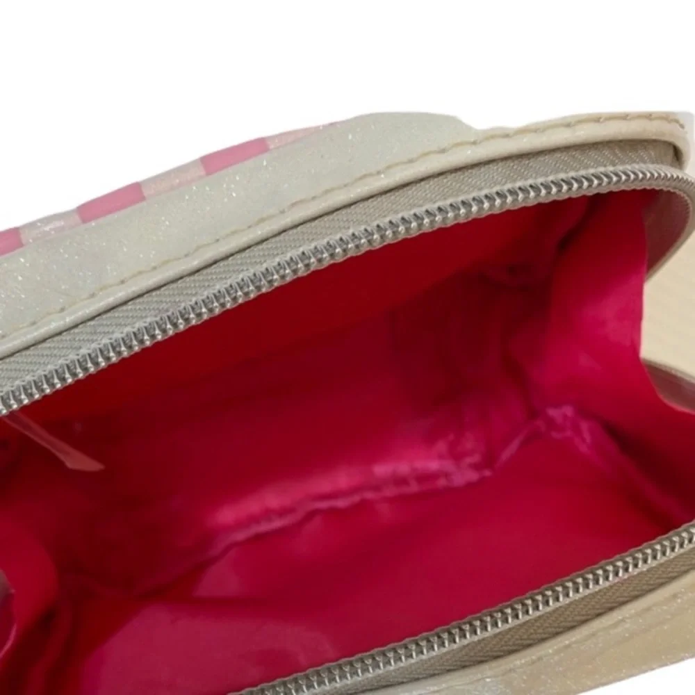 Victoria's Secret Cosmetic Bag Pouchette Delicate Stripes Pastel Pink White